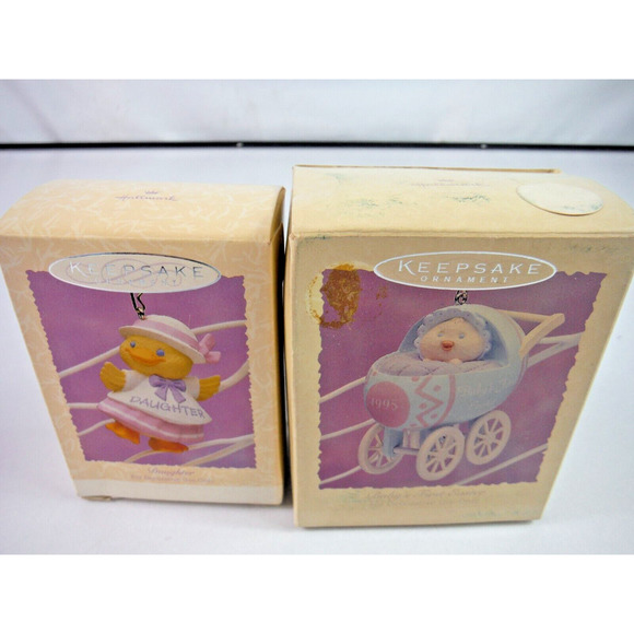 Lot Of 5 Vtg Hallmark Ornaments Pastal Colors Bunnies Chicks - Picture 4 of 4